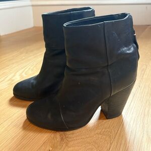 Rag & Bone Newbury Ankle Boots - Black Leather - Size 36.5